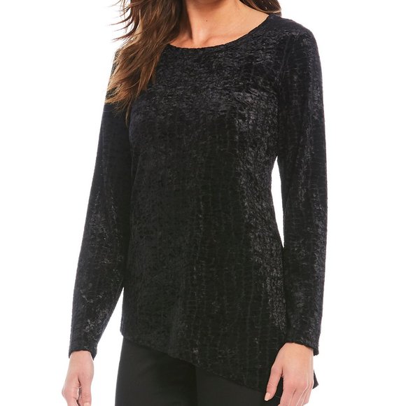 NEW - Calvin Klein Velvet Crock Asymmetric Hem Top - Picture 1 of 6